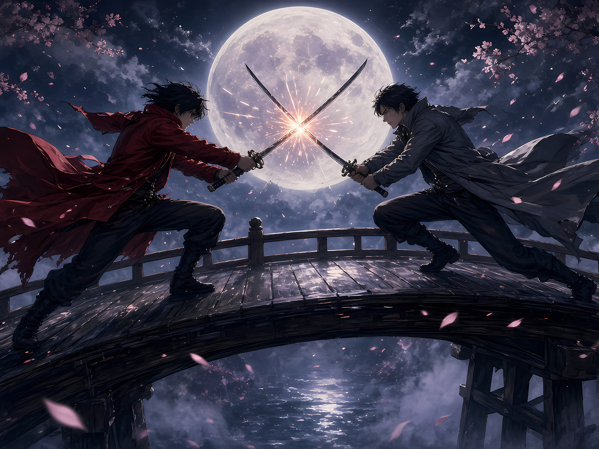 Moonlit Duel wall art, 12x9 print