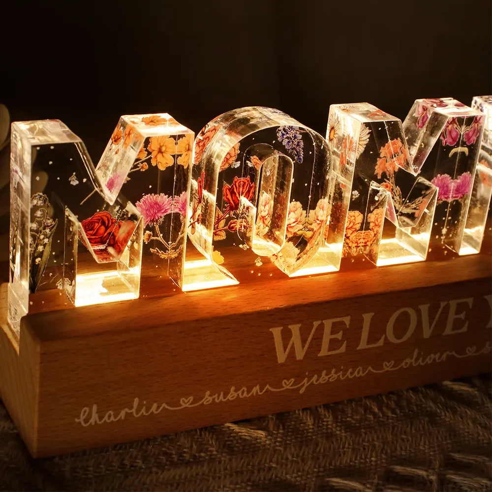Flower Printed LED Night Light for Mom
