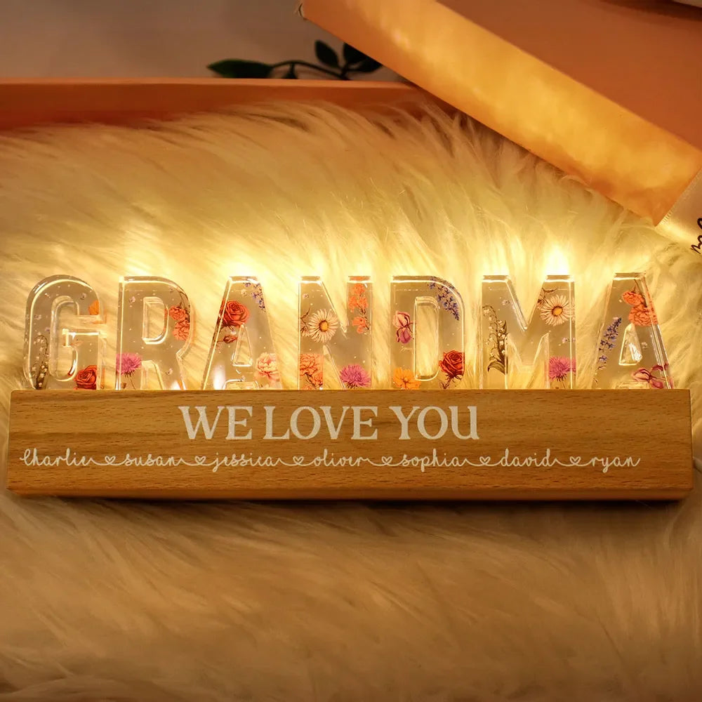 Flower Printed LED Night Light for Mom