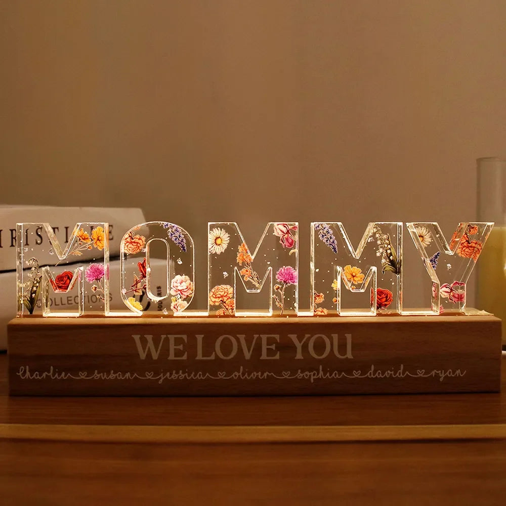 Flower Printed LED Night Light for Mom