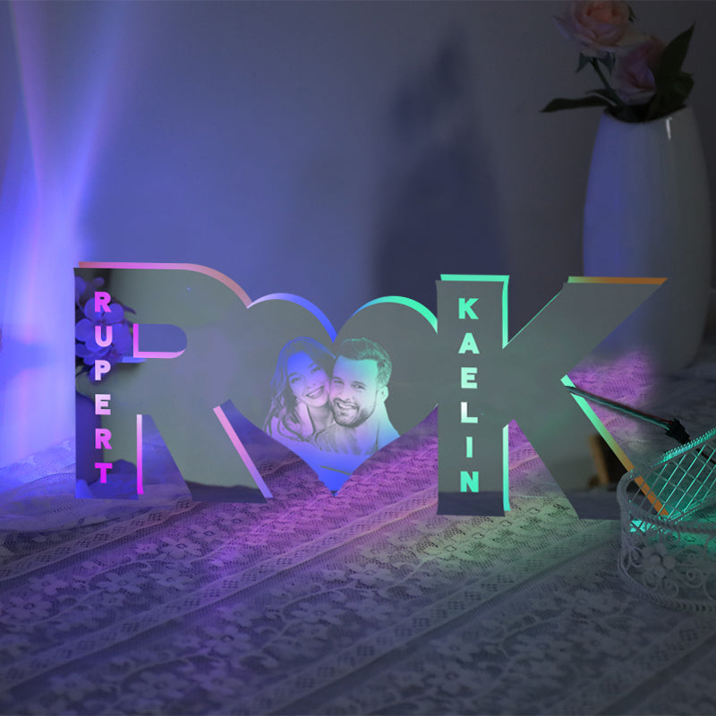 Personalized Letter Heart Photo Led Mirror Light