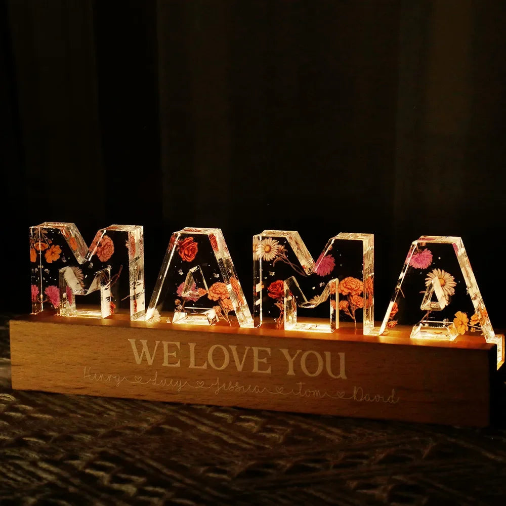 Flower Printed LED Night Light for Mom