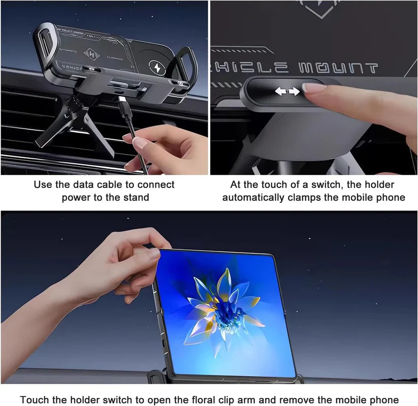 2-in-1 Fast Charging Smartphone/Tablet Car Holder