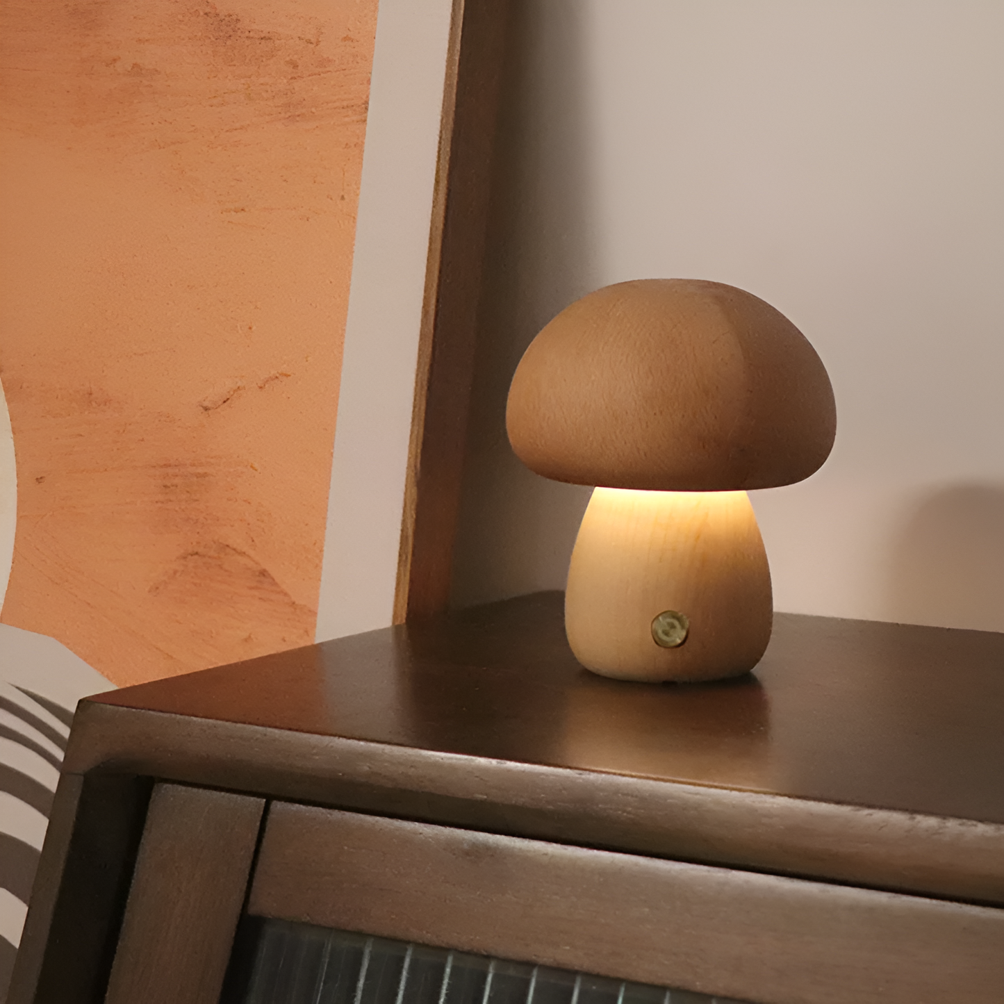 Wooden Cute Mushroom Lamp