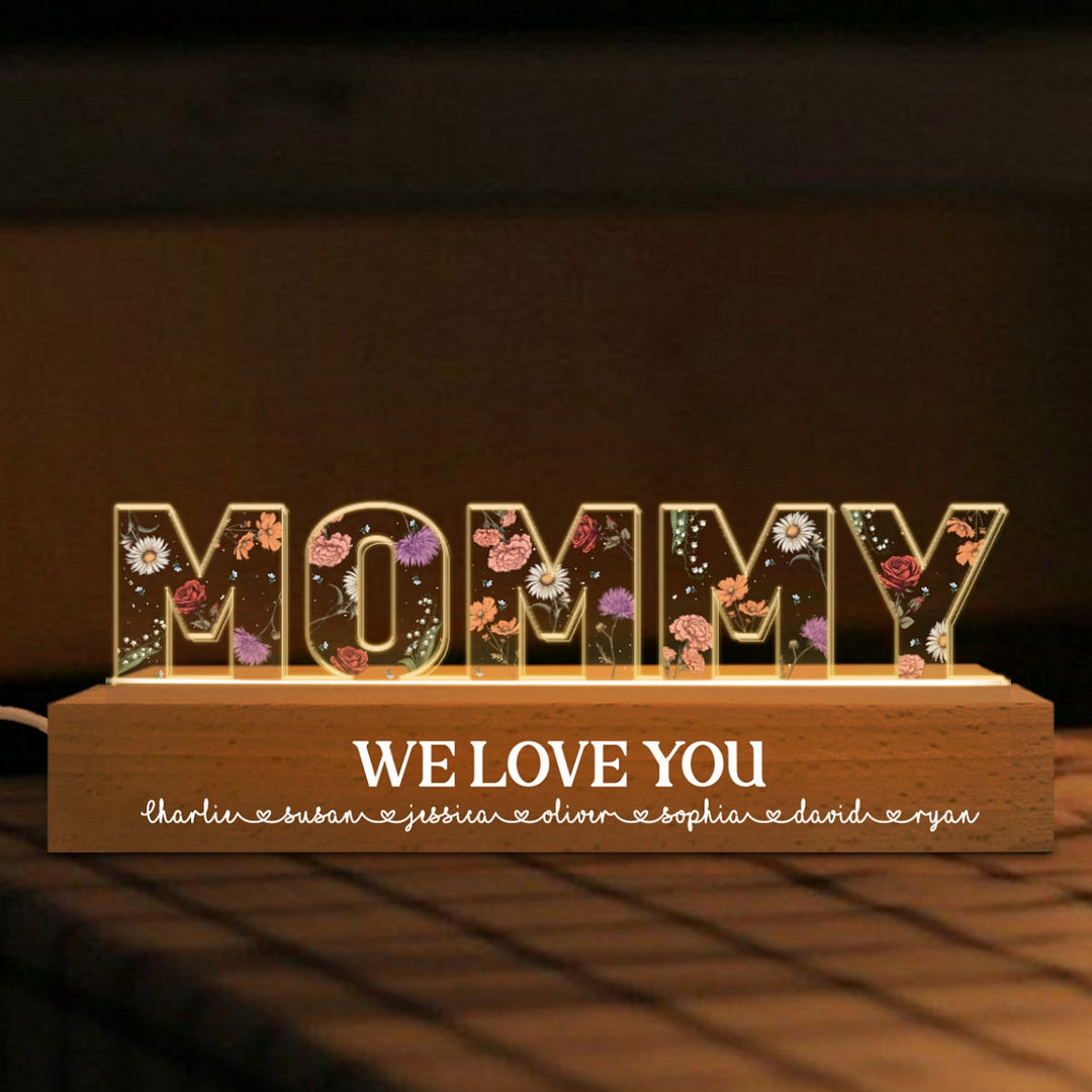 Flower Printed LED Night Light for Mom