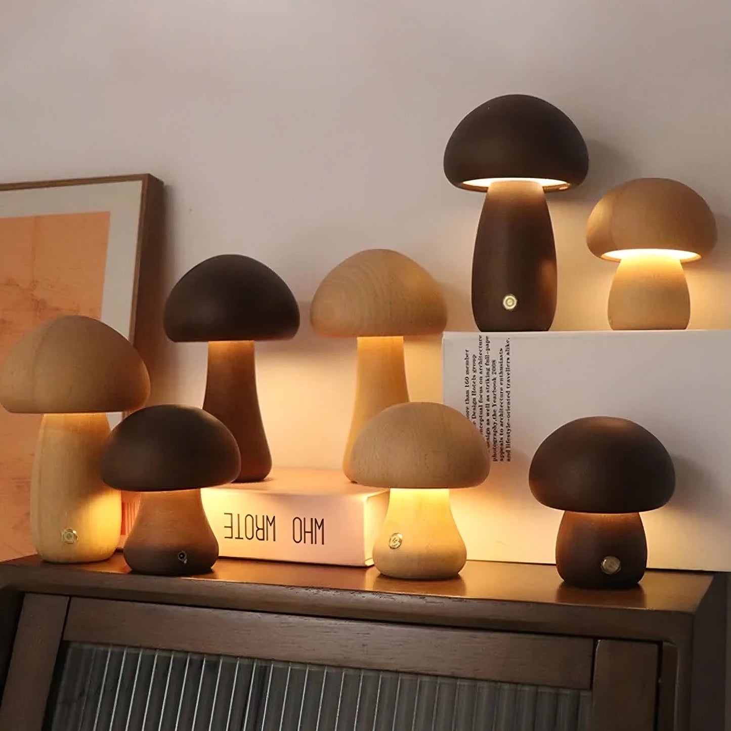 Wooden Cute Mushroom Lamp