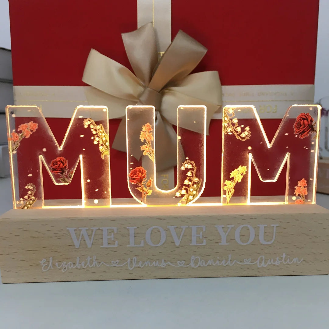 Flower Printed LED Night Light for Mom