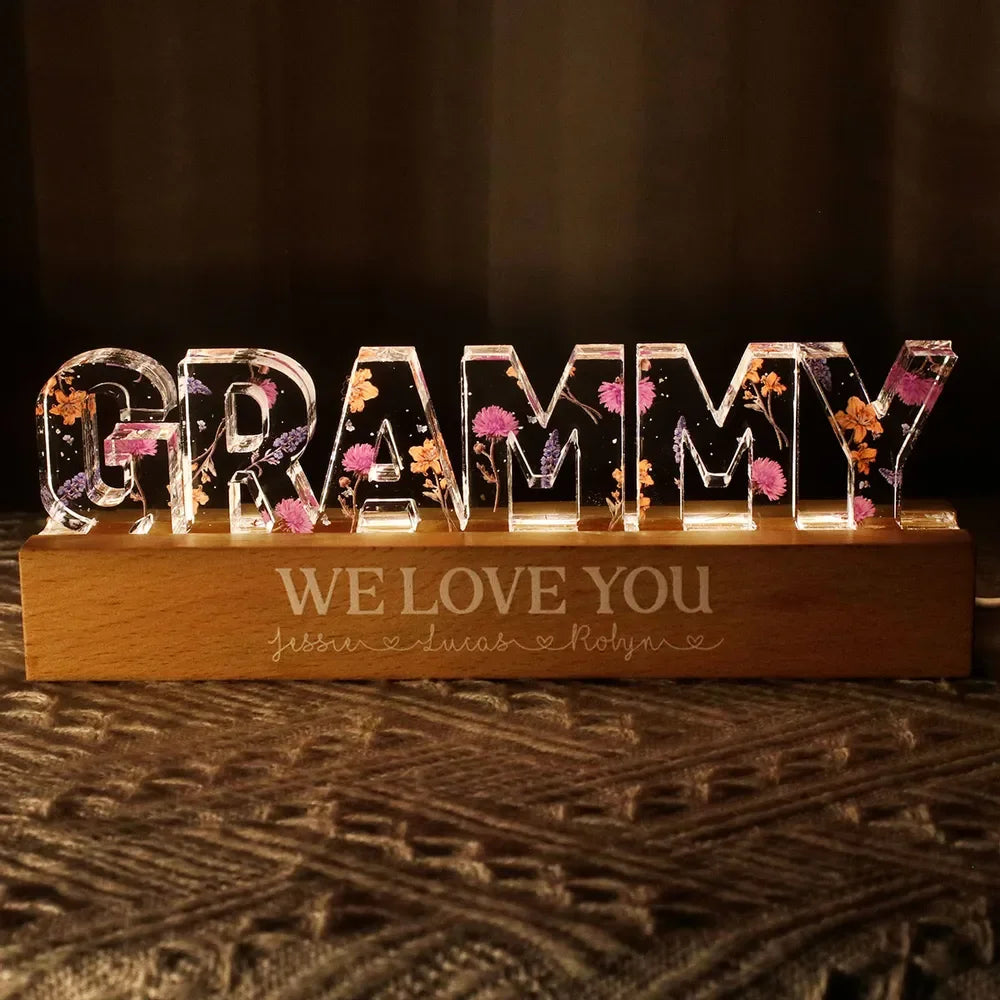 Flower Printed LED Night Light for Mom