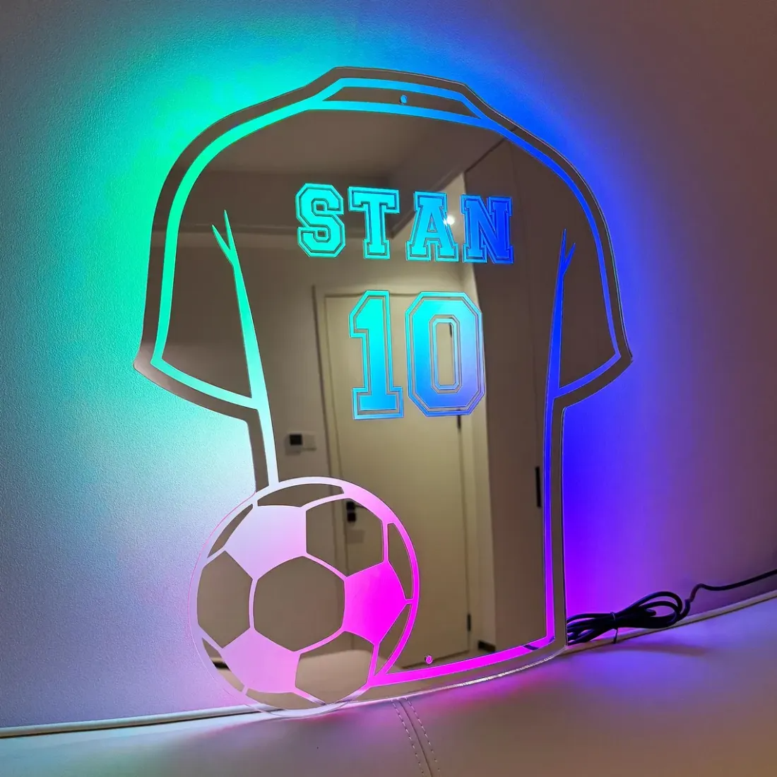 Custom Jersey Mirror with Name and LED Lighting