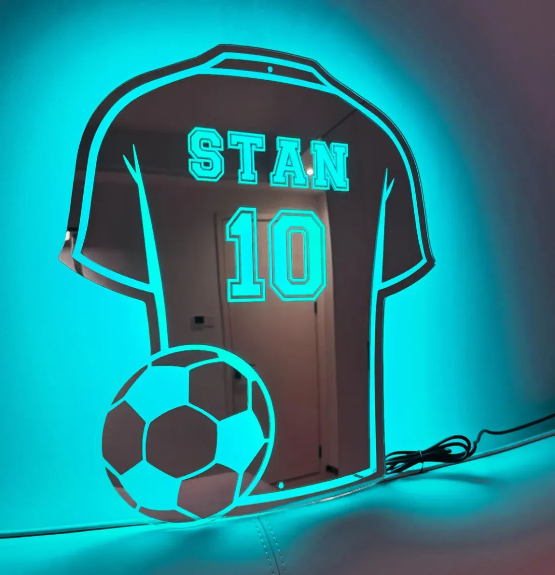 Custom Jersey Mirror with Name and LED Lighting