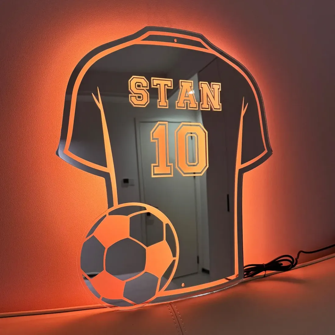 Custom Jersey Mirror with Name and LED Lighting
