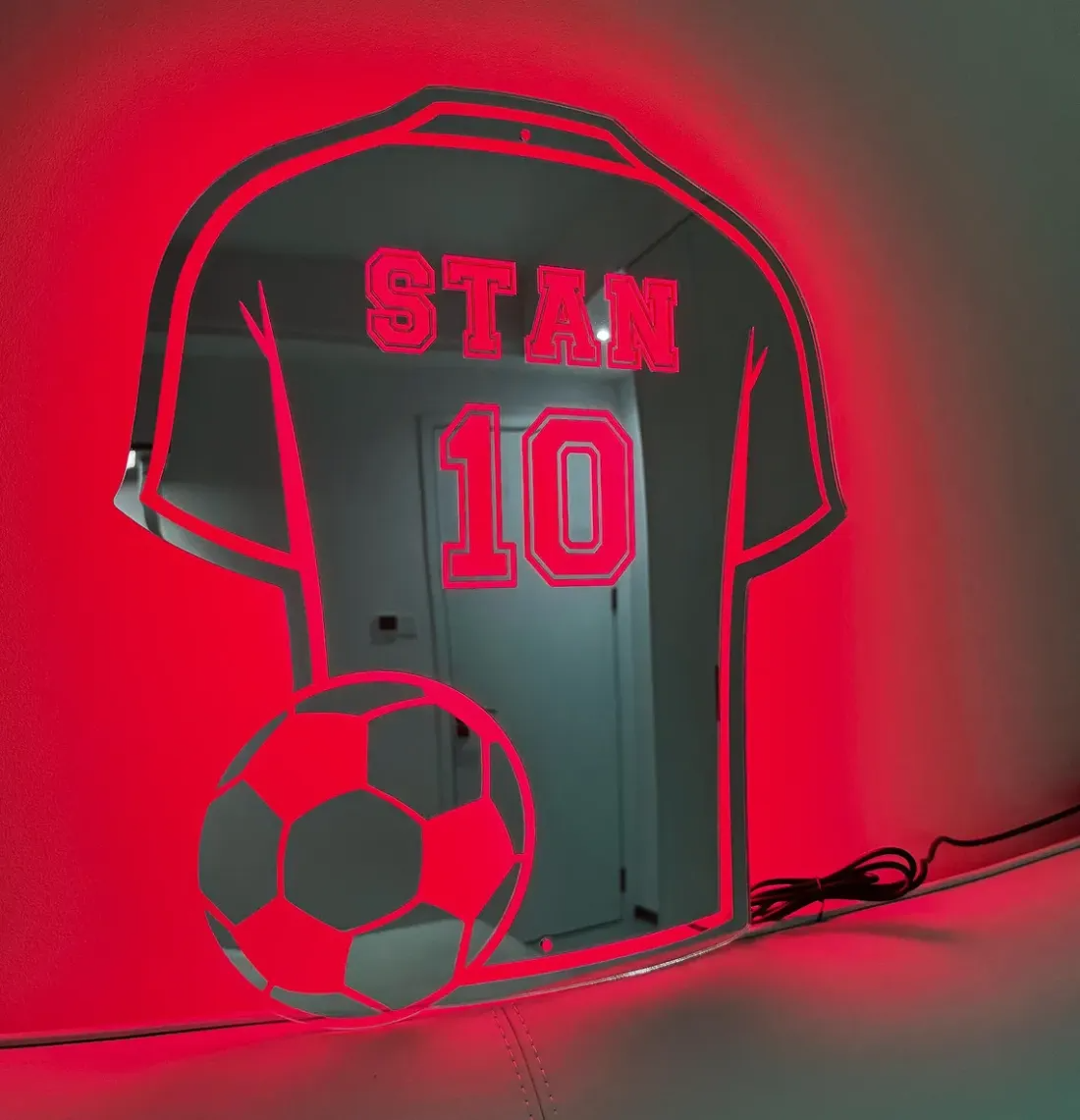 Custom Jersey Mirror with Name and LED Lighting