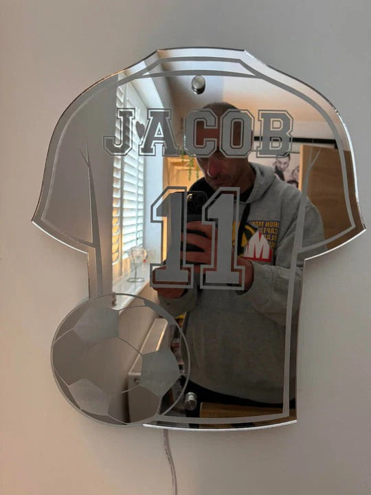 Custom Jersey Mirror with Name and LED Lighting