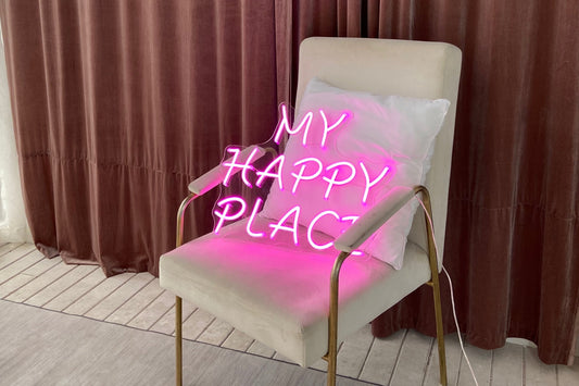 'MY HAPPY PLACE' neon sign