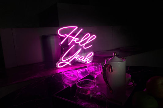 'Hell yeah' neon sign