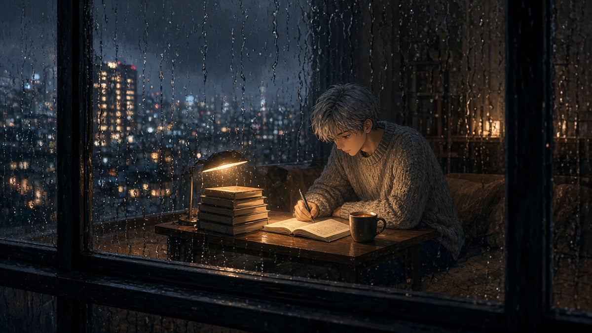 Midnight Study anime-style wall art