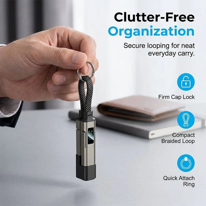 4-in-1 Smart Display Keychain Charging Cable