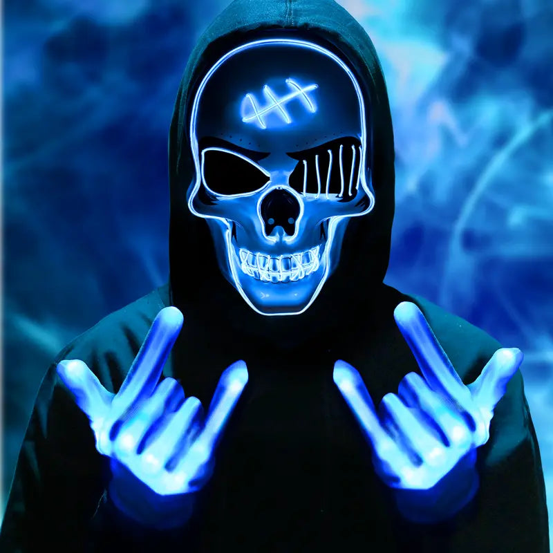 Spooky LED Glowing Skeleton Mask for Halloween Party
