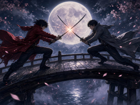Moonlit Duel anime-style wall art
