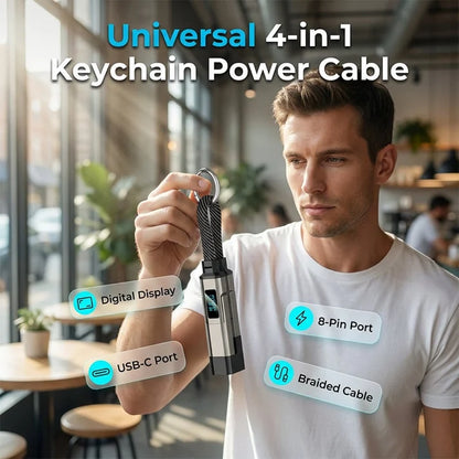 4-in-1 Smart Display Keychain Charging Cable