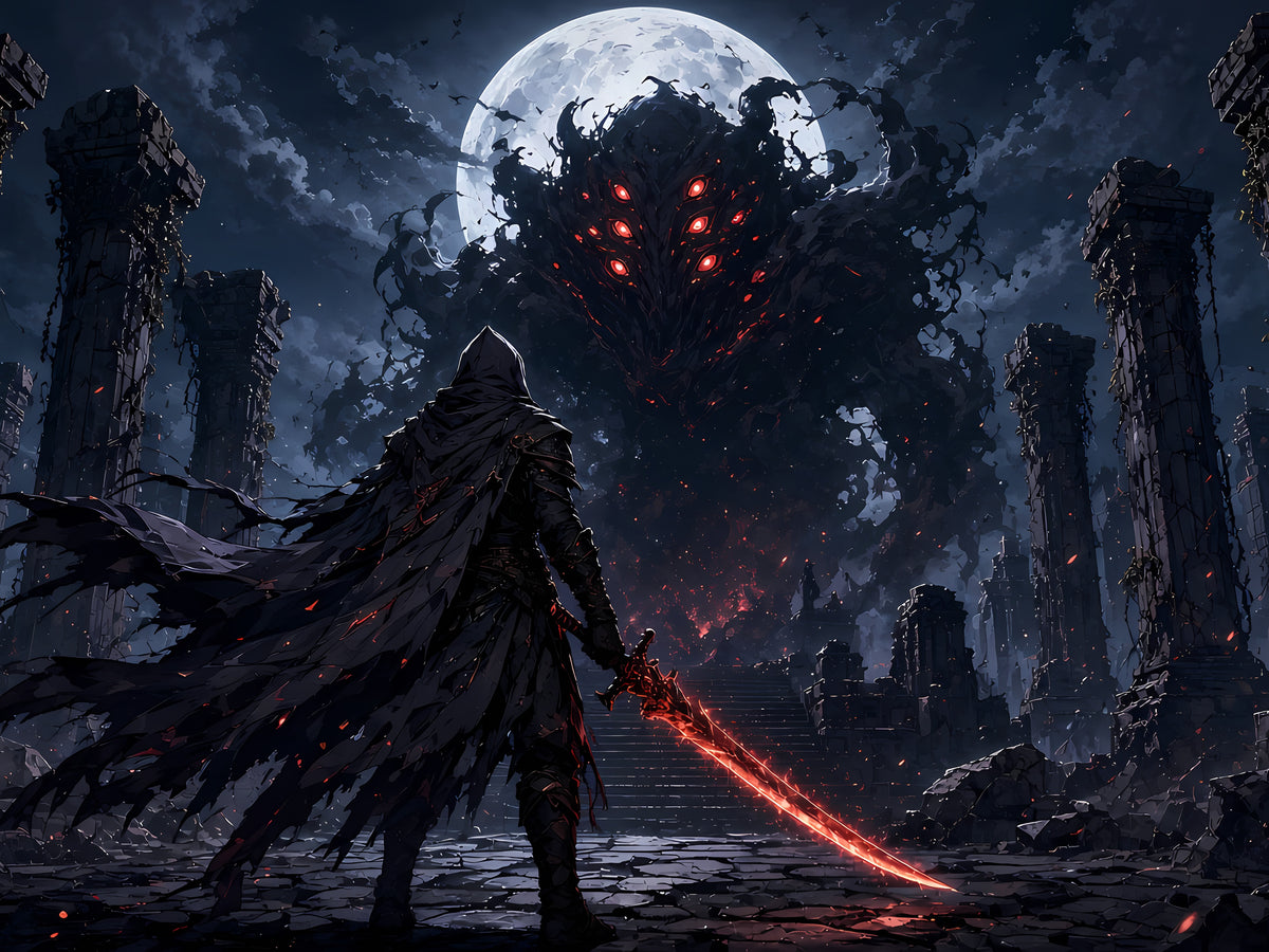 Crimson Hunter wall art, 12x9 print