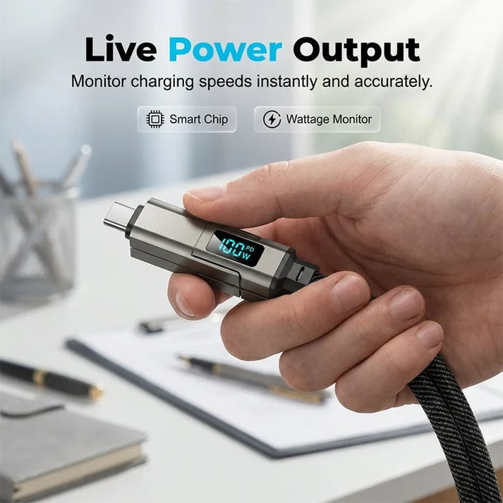 4-in-1 Smart Display Keychain Charging Cable