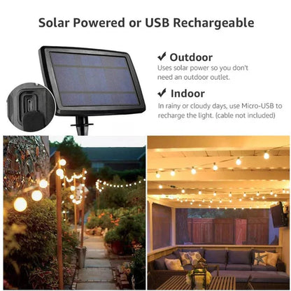 LED Solar / USB Dual Power "Festoon" Globe String Lights