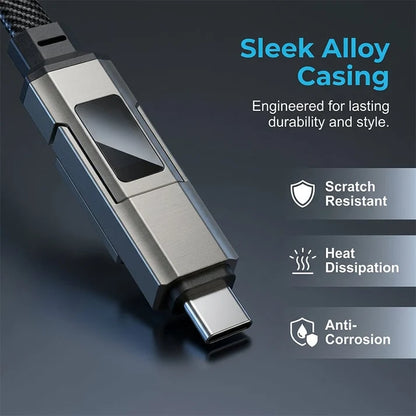4-in-1 Smart Display Keychain Charging Cable