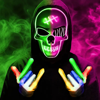 Spooky LED Glowing Skeleton Mask for Halloween Party