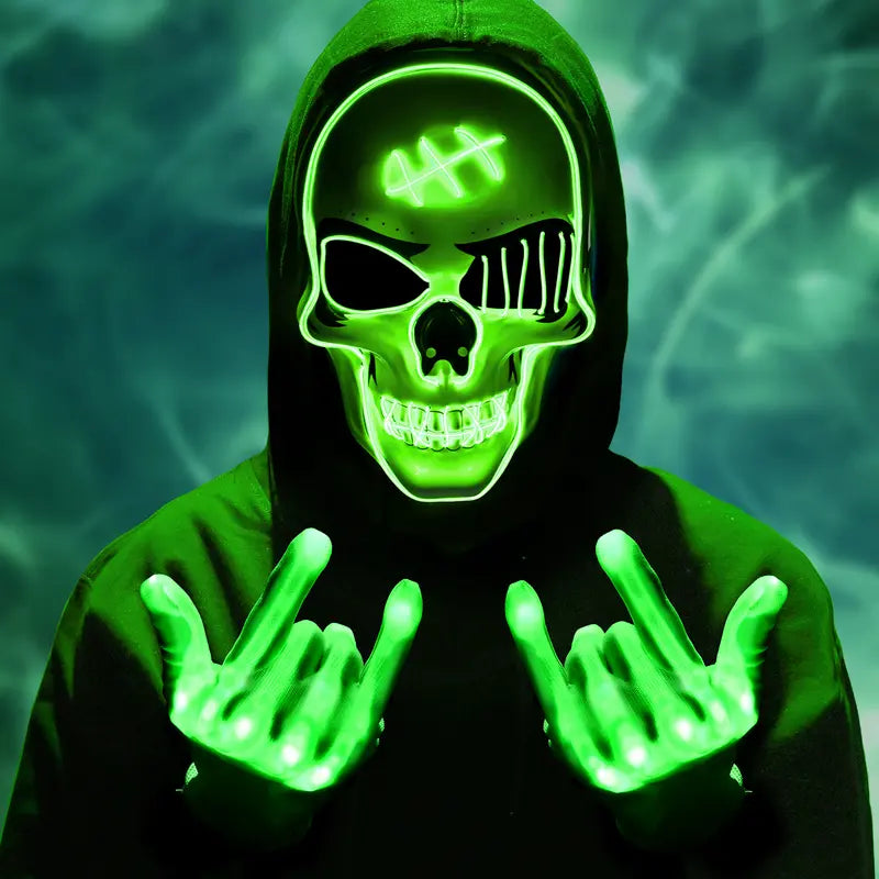 Spooky LED Glowing Skeleton Mask for Halloween Party