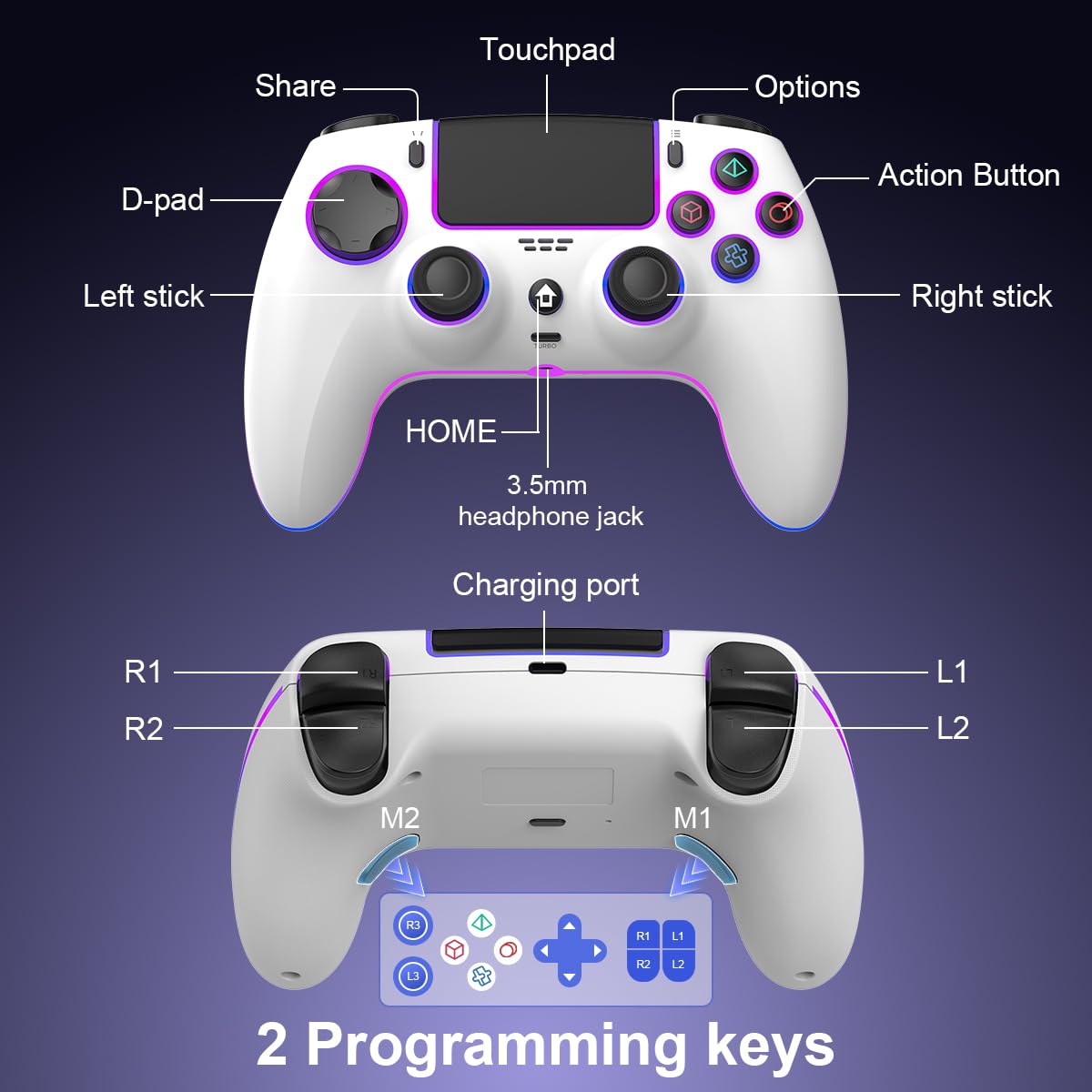 Wireless Game Controller for PS5, PC, Mac, iOS, Android & Steam Deck