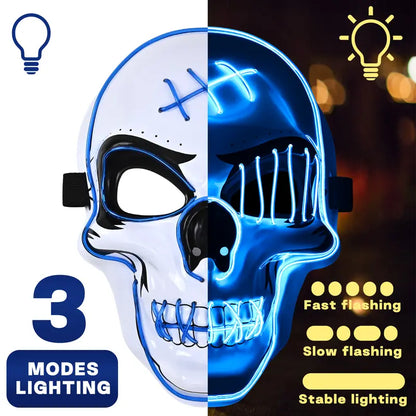 Spooky LED Glowing Skeleton Mask for Halloween Party