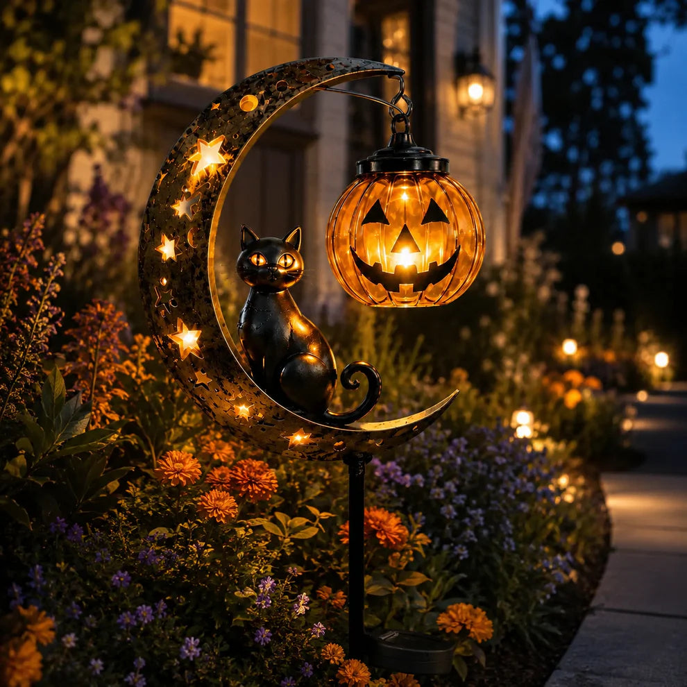 Halloween Pumpkin Moon Garden Stake Light