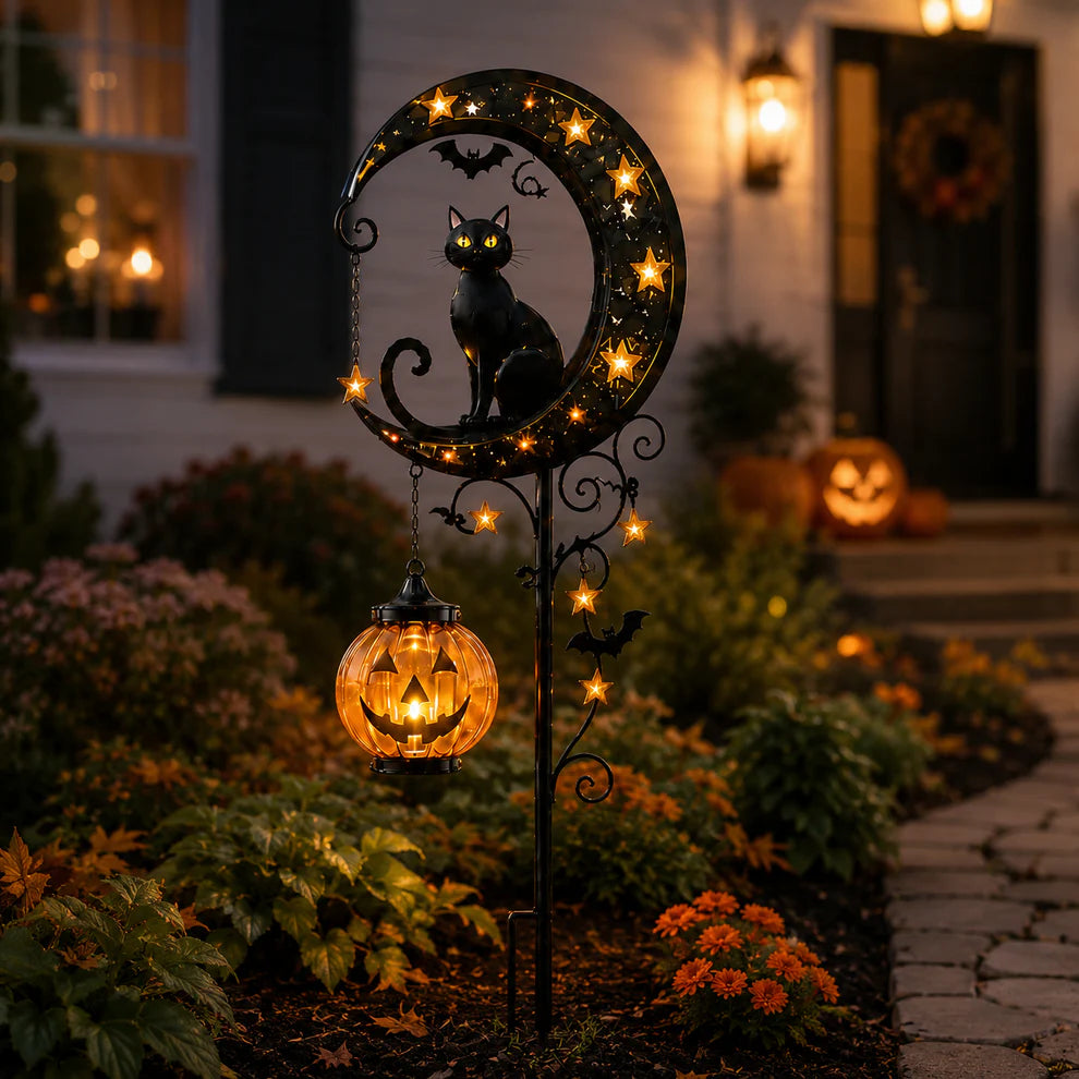 Halloween Pumpkin Moon Garden Stake Light