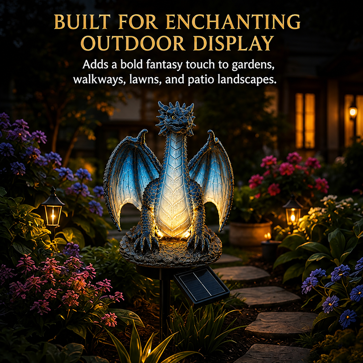 Solar Dragon Garden Figure with LED Light