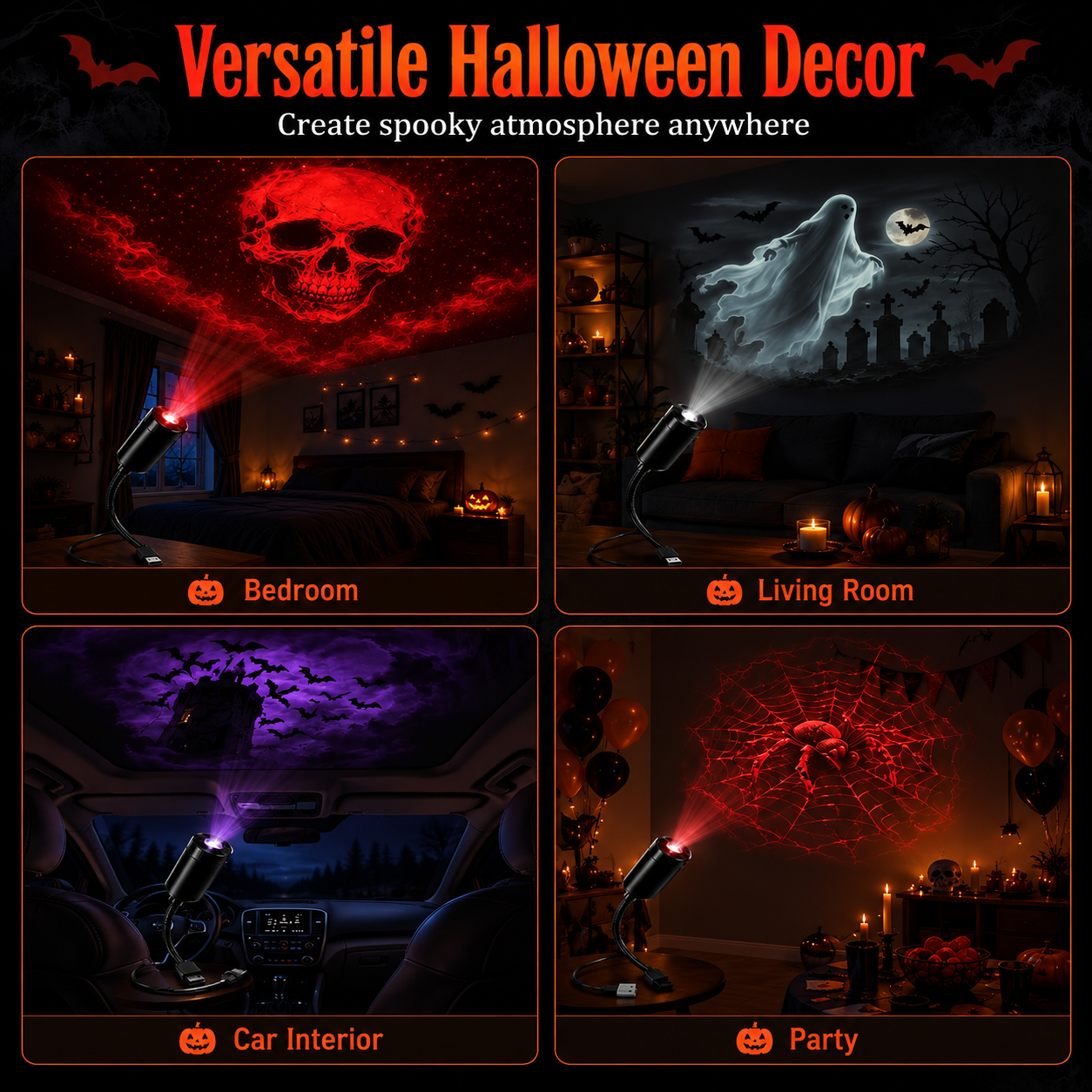 Plug-&-Play HD Star Projector: Halloween 6-Disc Set