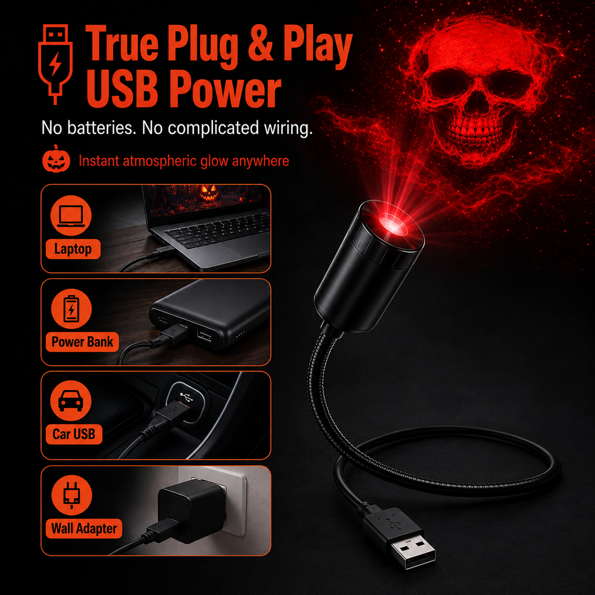 Plug-&-Play HD Star Projector: Halloween 6-Disc Set