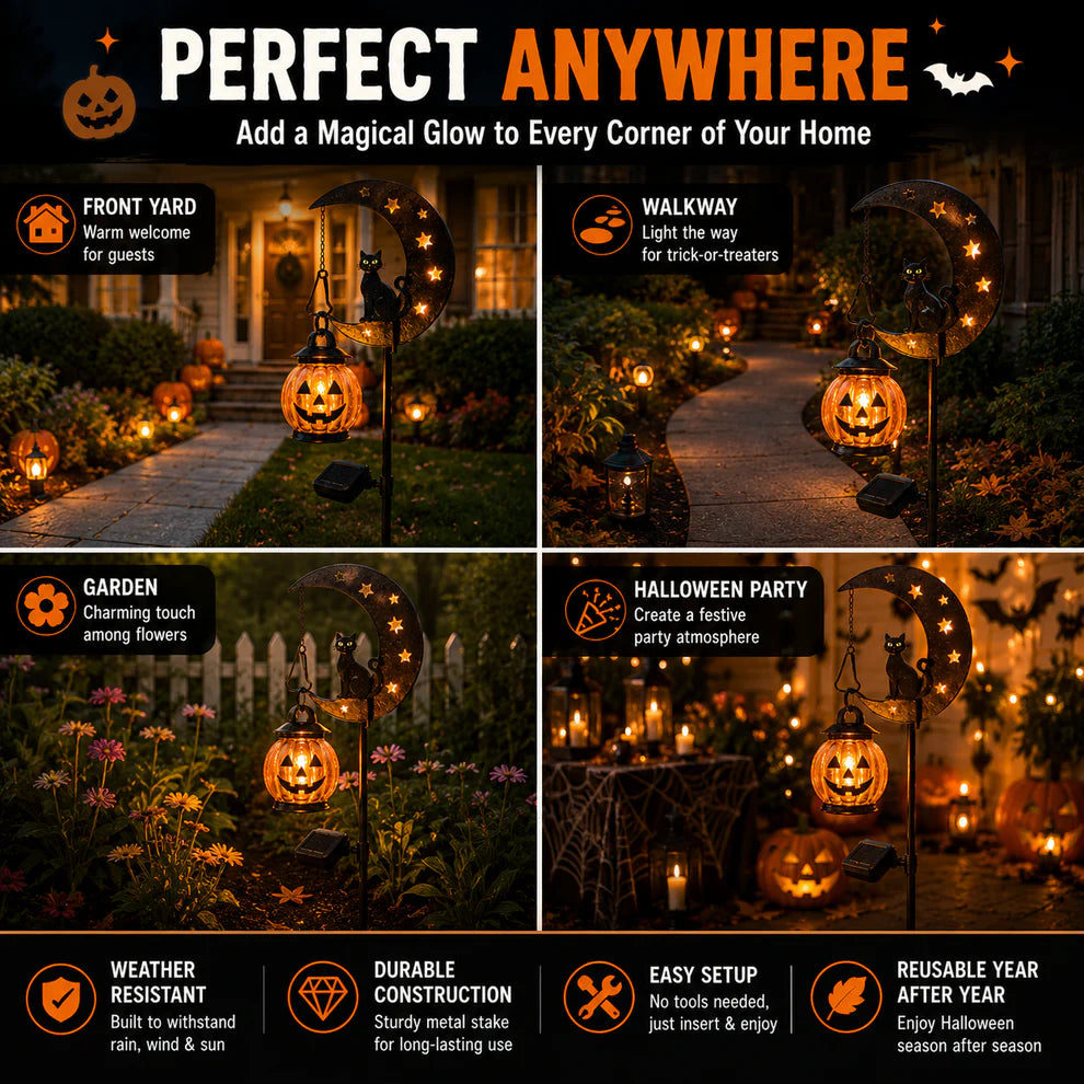 Halloween Pumpkin Moon Garden Stake Light