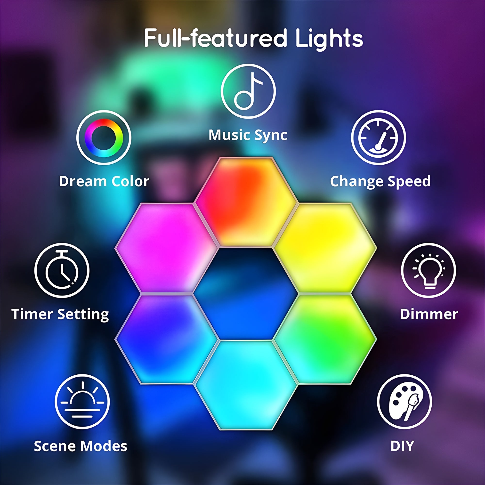 RGB WIFI APP Bluetooth LED Hexagon Indoor Atmosphere Wall Lamps For  Computer Game Bedroom Decoration LED Quantum Night Light