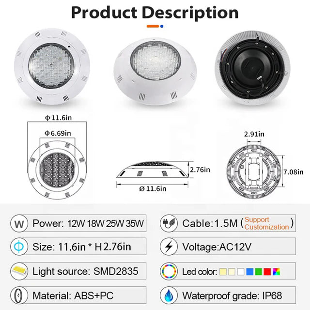 RGB LED Pool Light – Waterproof & Color Changing