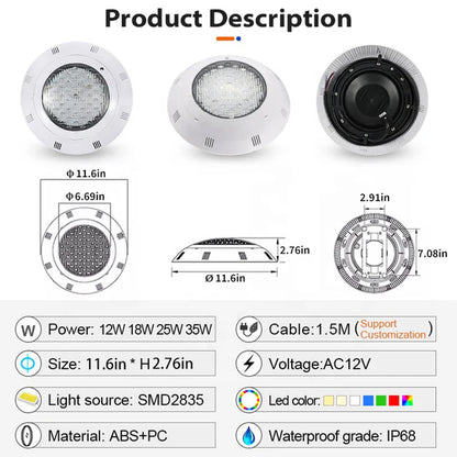 RGB LED Pool Light – Waterproof & Color Changing