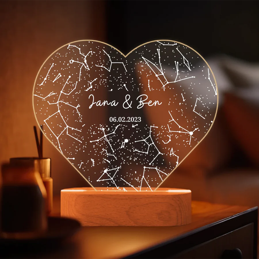 Personalized Heart Acrylic Light ''Starry Sky''