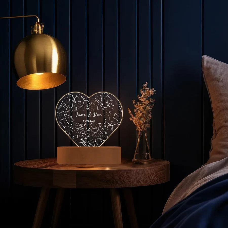 Personalized Heart Acrylic Light ''Starry Sky''