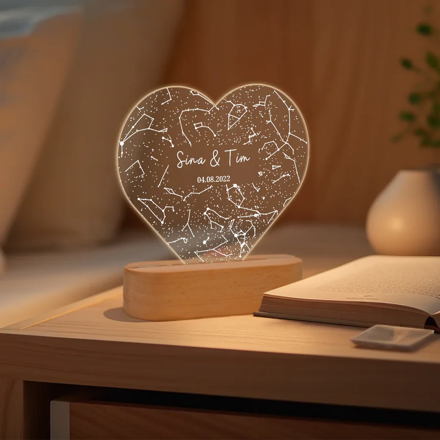 Personalized Heart Acrylic Light ''Starry Sky''
