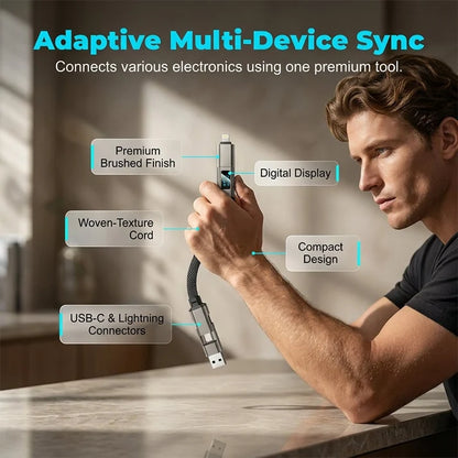 4-in-1 Smart Display Keychain Charging Cable