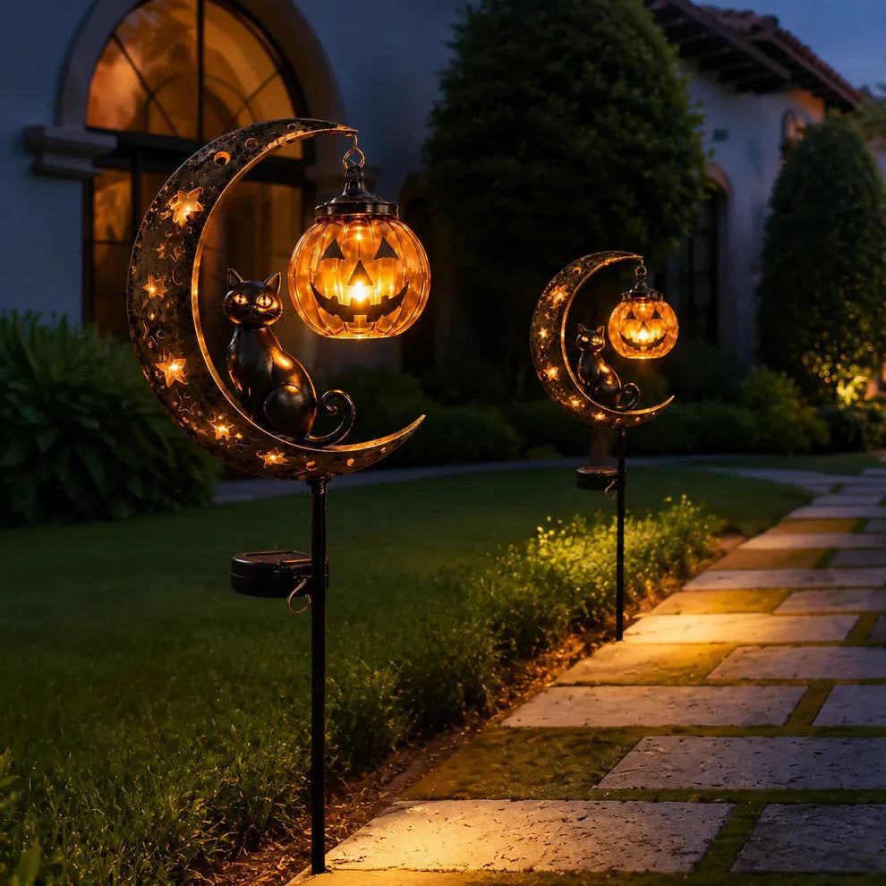 Halloween Pumpkin Moon Garden Stake Light