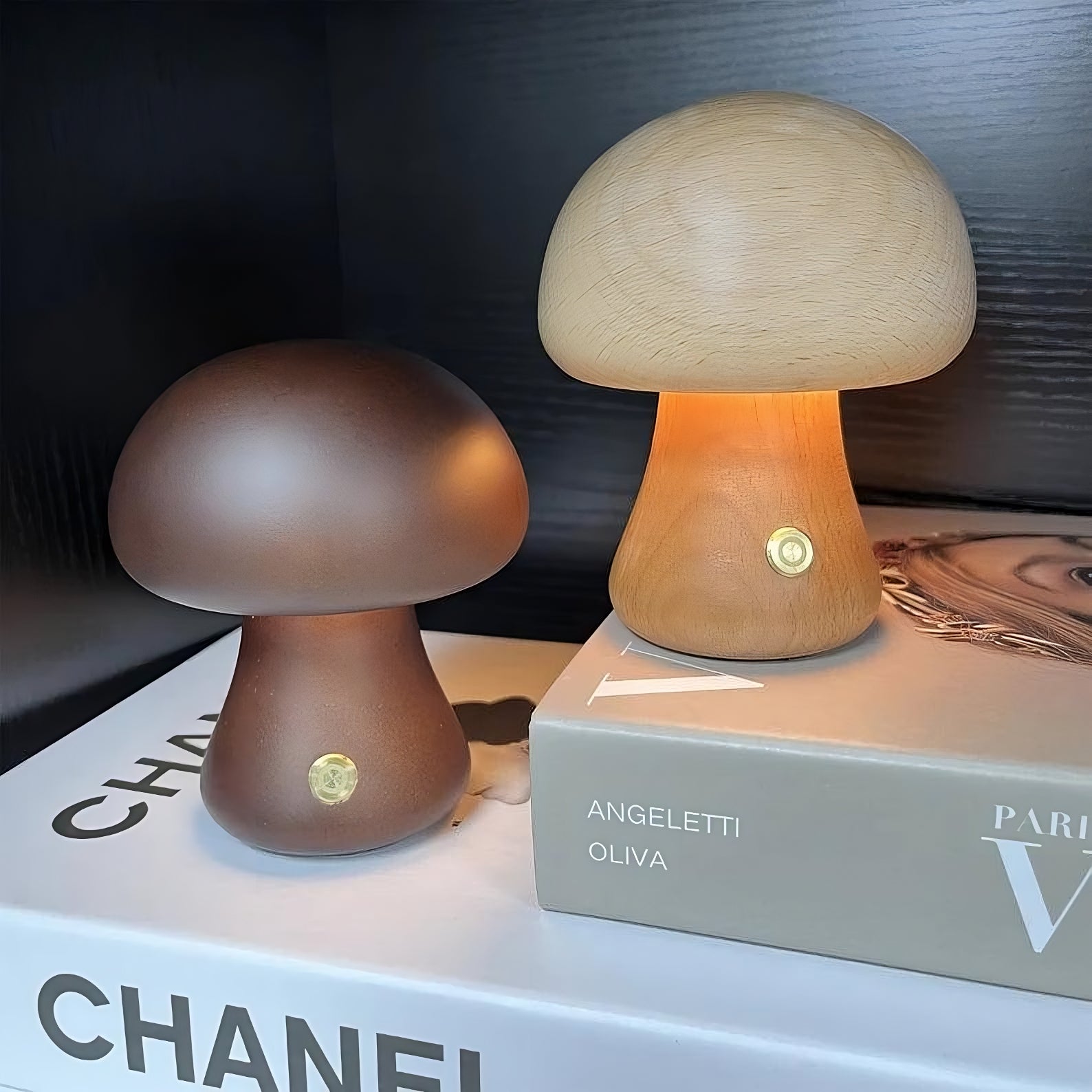 Wooden Cute Mushroom Lamp