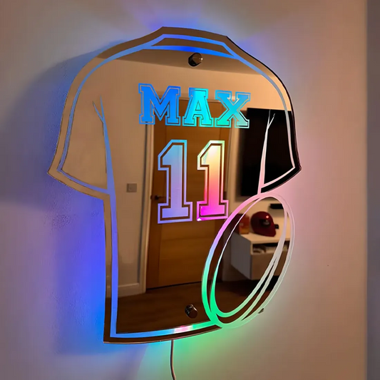 Custom Jersey Mirror with Name and LED Lighting