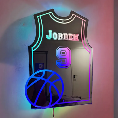 Custom Jersey Mirror with Name and LED Lighting