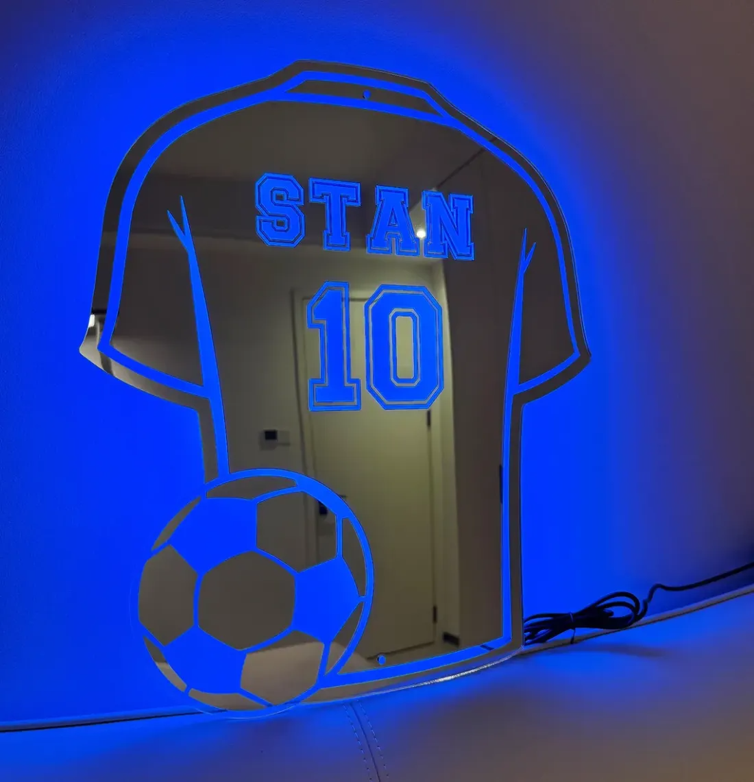 Custom Jersey Mirror with Name and LED Lighting